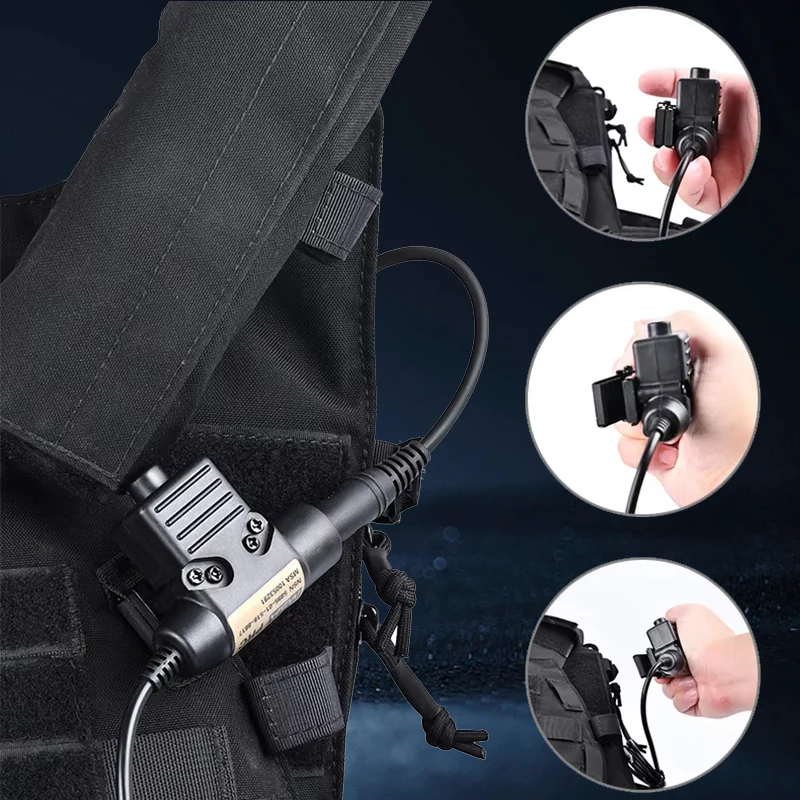 WADSN táctico militar U94 PTT 7,0 enchufe adaptador de auriculares para COMTAC Earmor Baofeng Kenwood Walkie Talkie Radio Motorola Midland - imagen 2