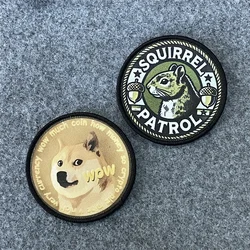 Parche con estampado de ardilla secreta, pegatina de Dogecoin Wow, insignia de moral militar, gancho y lazo, brazalete, parches de ropa, mochila