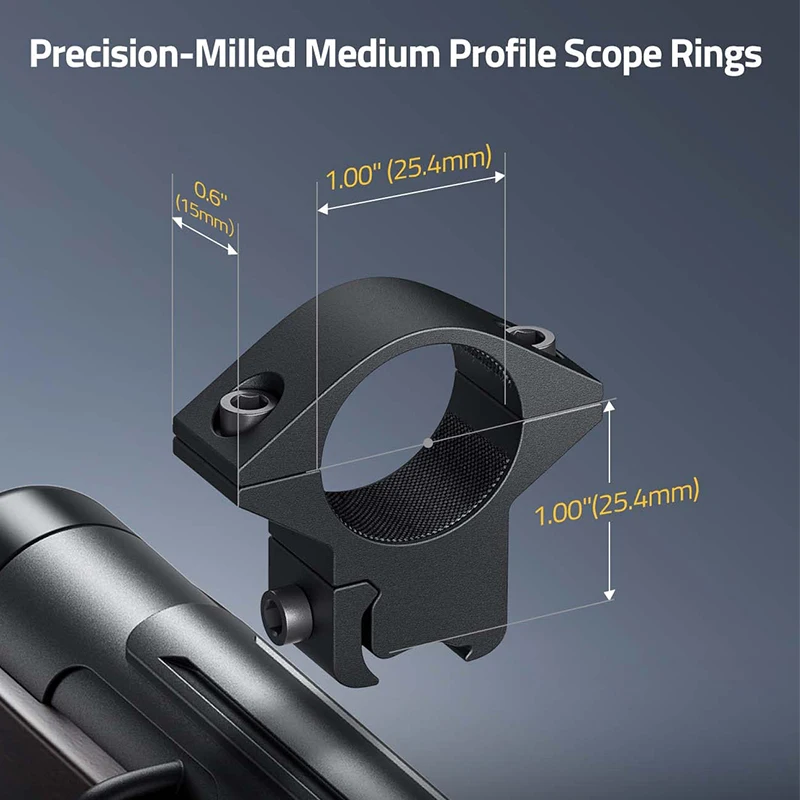 MidTen Rifle Mira telescópica Anillos de alcance de cola de milano Perfil medio Montaje transparente para rieles de 3/8 "11 mm 20 mm 2 PCS Clip de riel de metal Luz de flash de caza - imagen 4