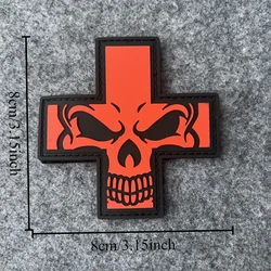 Parche táctico calavera cruz con velcro para uniforme – Moral