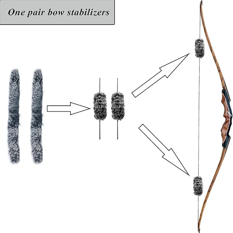 Silenciador de cuerda para arco Toparchery, un par, accesorios para lazos recurvos de piel de conejo - imagen 2