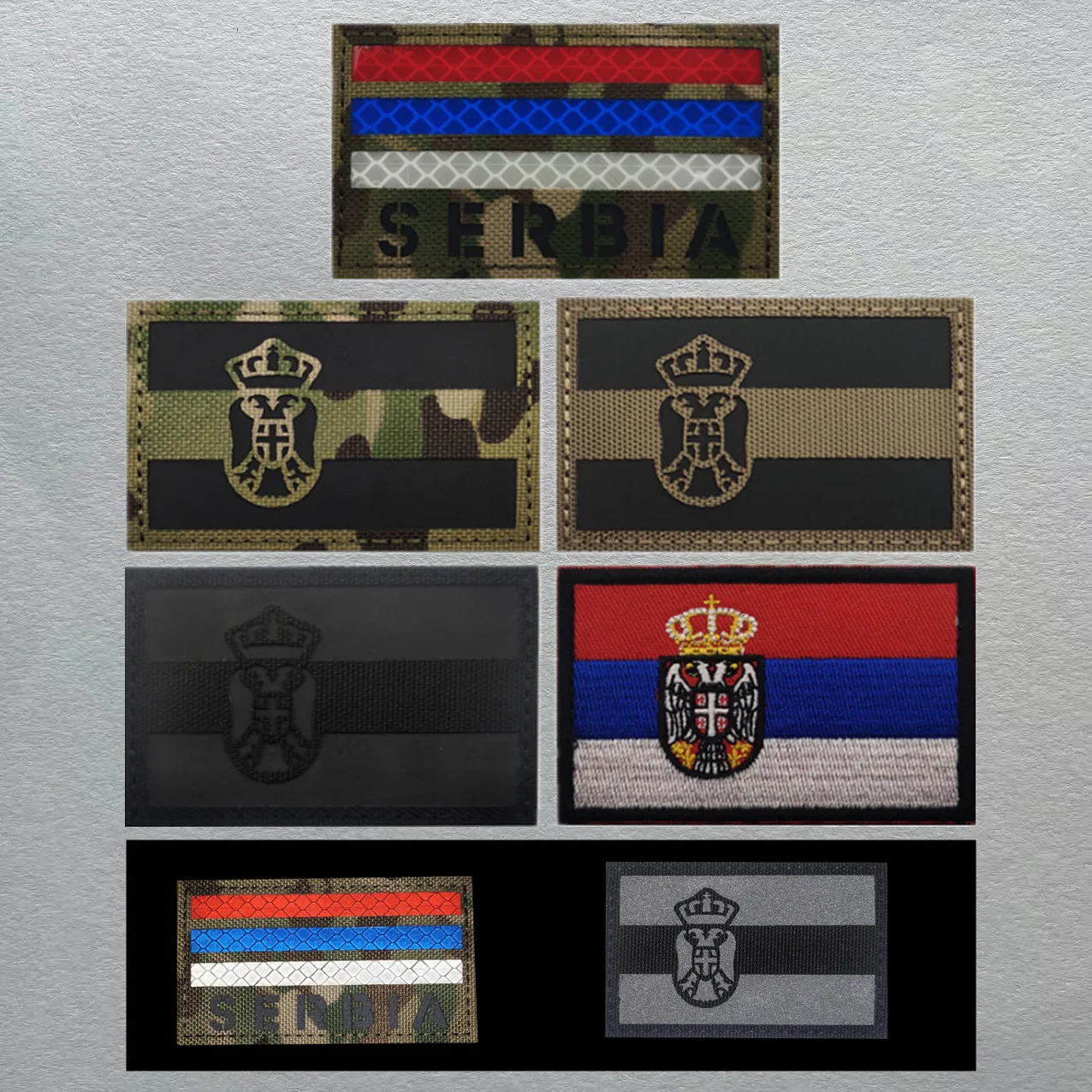 Parches bordados con bandera de Serbia, parche reflectante IR para brazalete con apliques serbianos para ropa con parches militares con gancho y bucle - imagen 2