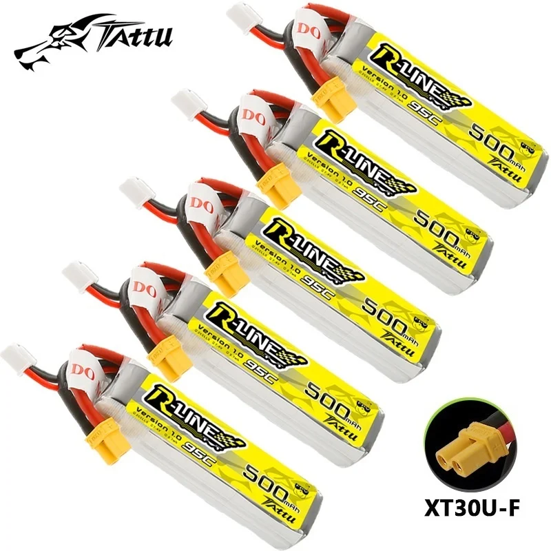 TATTU R-LINE 1,0 2S 7,4 V 500mAh 95C LiPo batería para RC helicóptero Quadcopter Dron de carreras con visión en primera persona piezas 7,4 V batería recargable