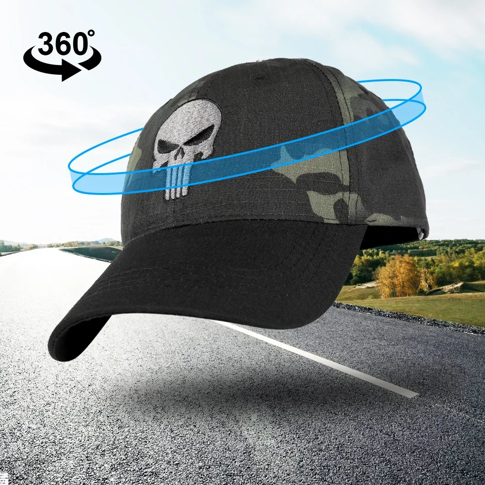 Gorra de béisbol táctica de camuflaje para hombre y mujer, gorro ajustable con estampado de Calavera, caza, pesca, camionero, Verano - imagen 3
