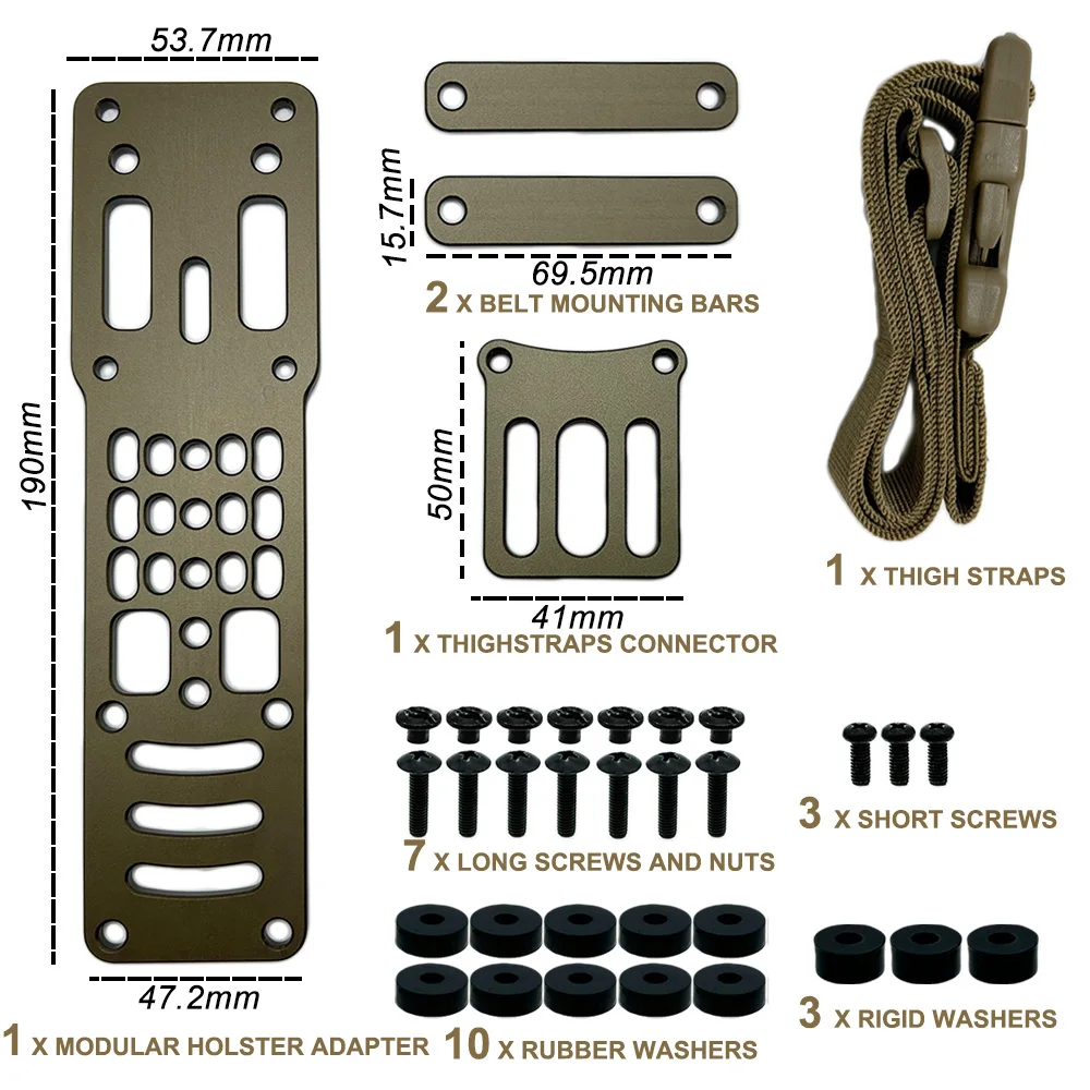 Adaptador de funda de pistola Modular de Metal táctico, transporte de pierna caída para Kit QLS, funda con correa para pierna, equipo Airsoft, accesorios de caza - imagen 5