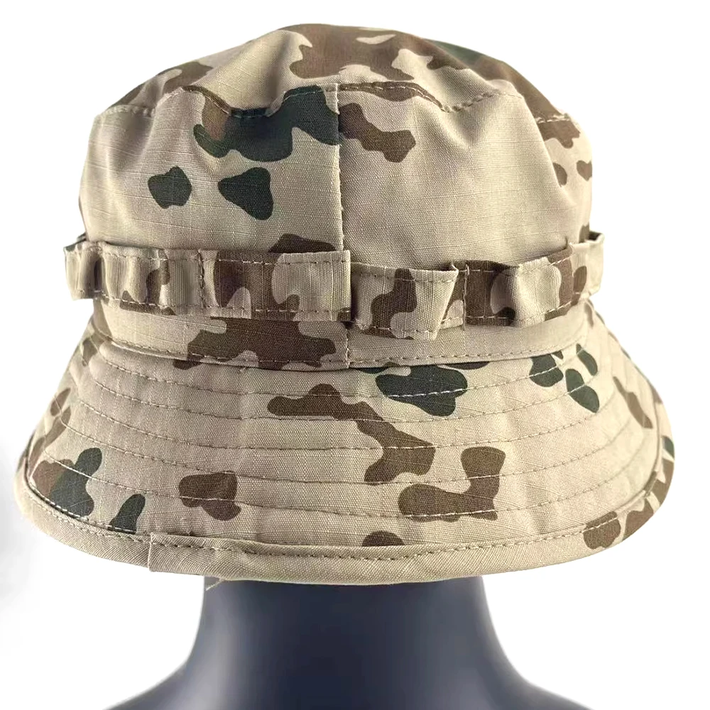 Sombrero de sombrilla de camuflaje táctico al aire libre para montañismo, sombrero de combate de ala corta manchado alemán del desierto Flecktarn - imagen 4