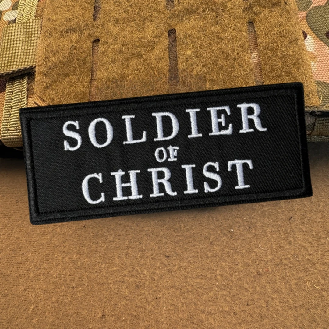 Parche bordado Soldado de Cristo - Insignia cristiana para mochila