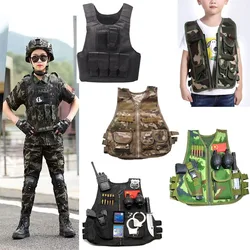 Chaleco táctico camuflaje infantil transpirable con múltiples bolsillos