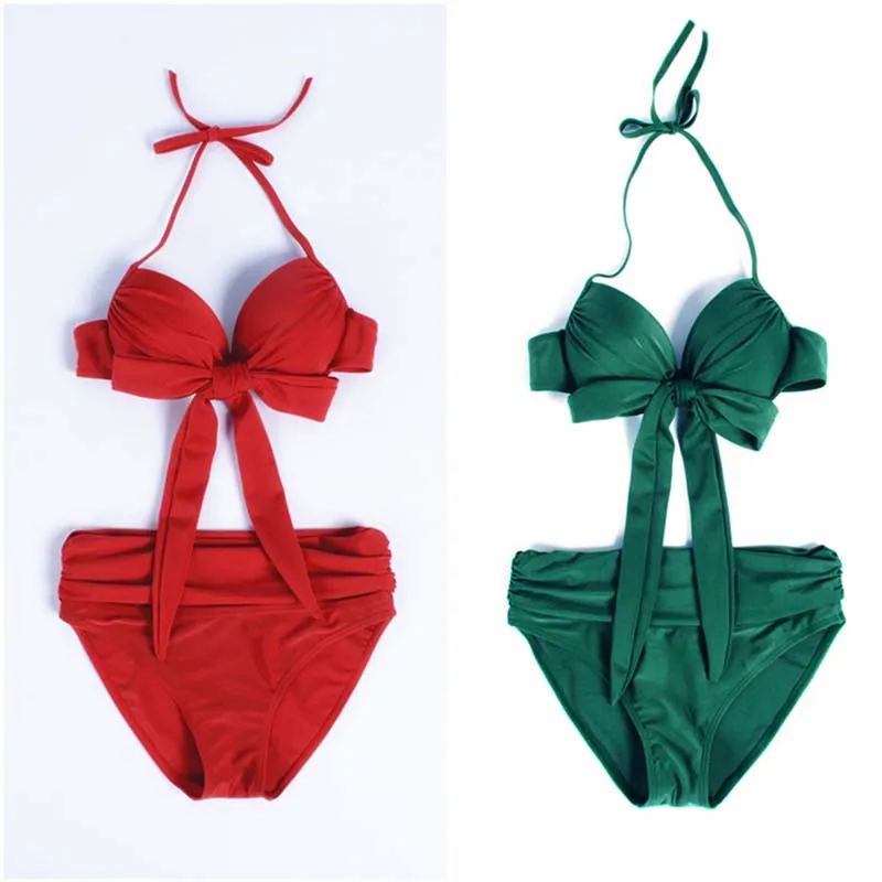 Traje de baño de playa fruncido de busto pequeño ajustado a la moda sexy - imagen 3