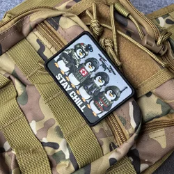 Parche táctico pingüino con gancho y bucle para mochila
