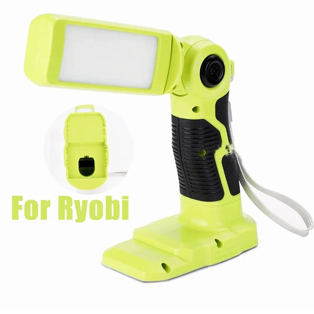 Nueva luz LED de trabajo para Ryobi, batería de 18V, 12W, 1000LM, linterna portátil con protección de bajo voltaje para Camping, taller y garaje - imagen 2