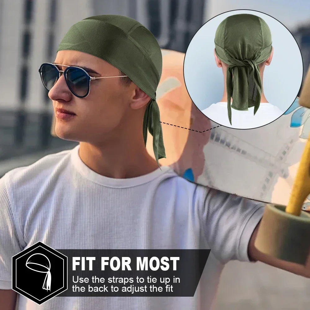 Gorros deportivos de secado rápido para ciclismo, Bandana para correr para hombre y mujer, pañuelo para la cabeza, gorro de pirata transpirable, gorro con capucha, gorros - imagen 3