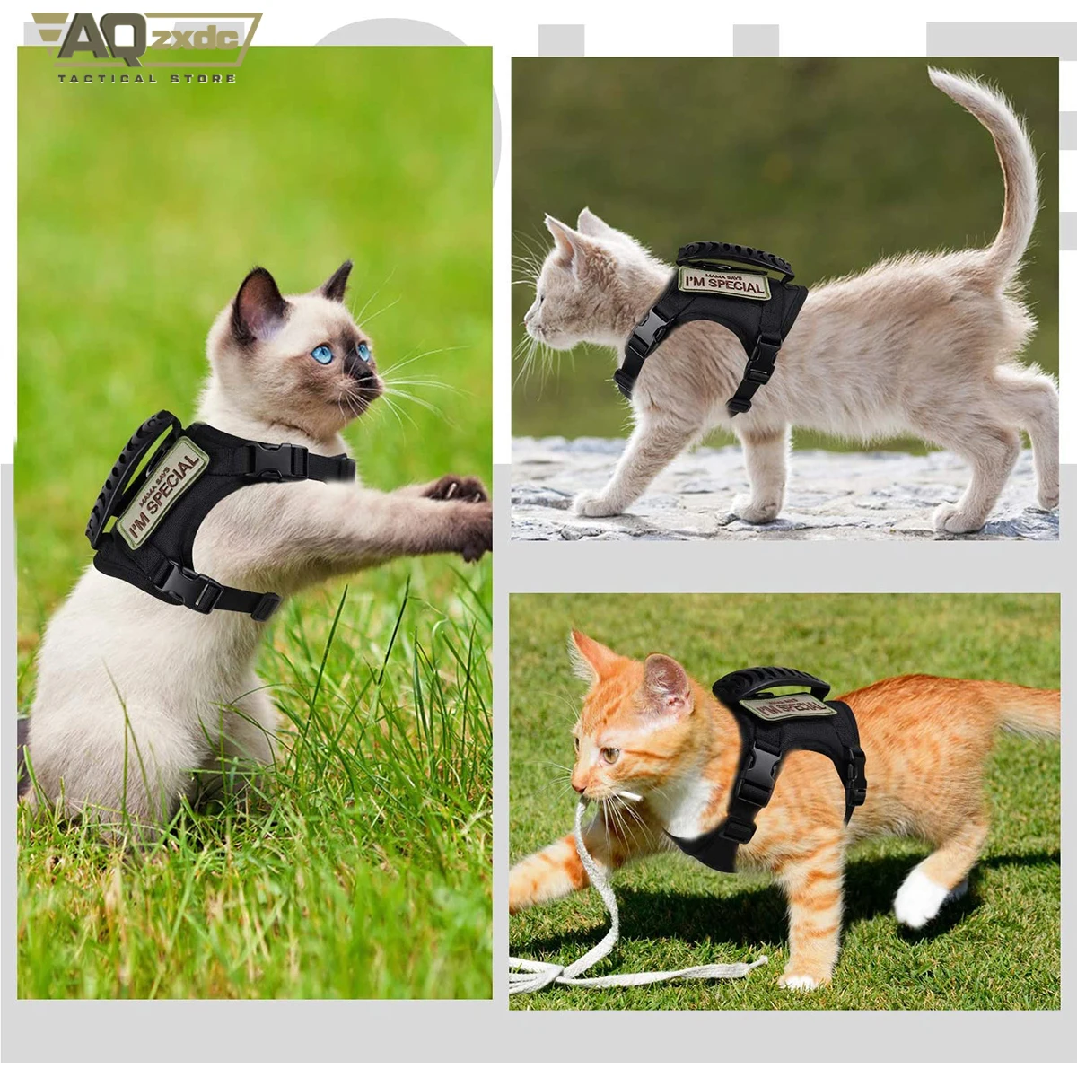 Arnés táctico para perros pequeños, entrenamiento de trabajo, color caqui, chaleco acolchado suave ajustable para perros, arnés sin tirones para mascotas militares al aire libre - imagen 3