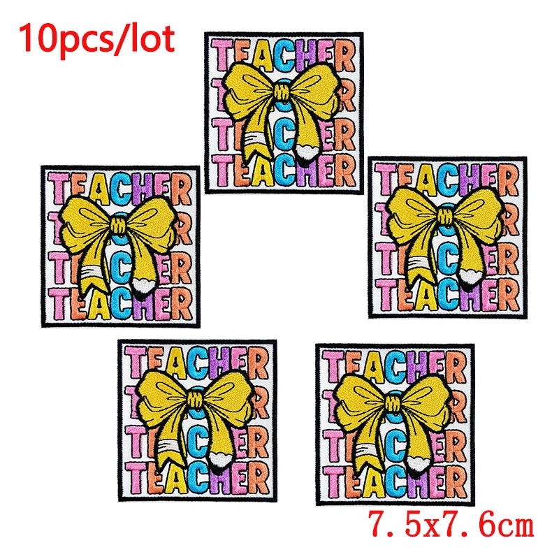 10 unids/lote de parches bordados con letras de dibujos animados, parches termoadhesivos para planchar para ropa, parches para ropa, mochila, sombrero, decoración DIY - imagen 3