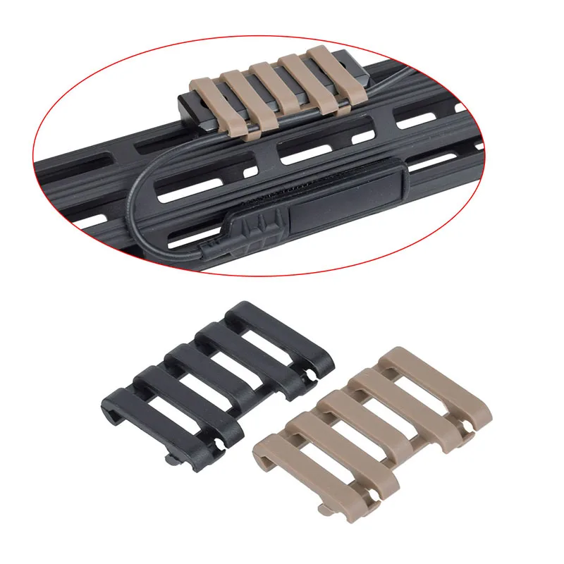 Tira de línea táctica Picatinny de 5 ranuras, cubierta de riel de 20mm PEQ 15 DBAL M300 M600, accesorios para rifle Airsoft, soporte para cables de interruptor - imagen 2