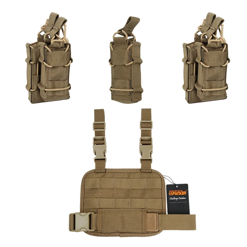 Panel Universal de pierna caída con bolsa para pistola, combinación de plataforma de muslo, Panel táctico MOLLE para caza y Paintball, juego de bolsas Mag - imagen 3
