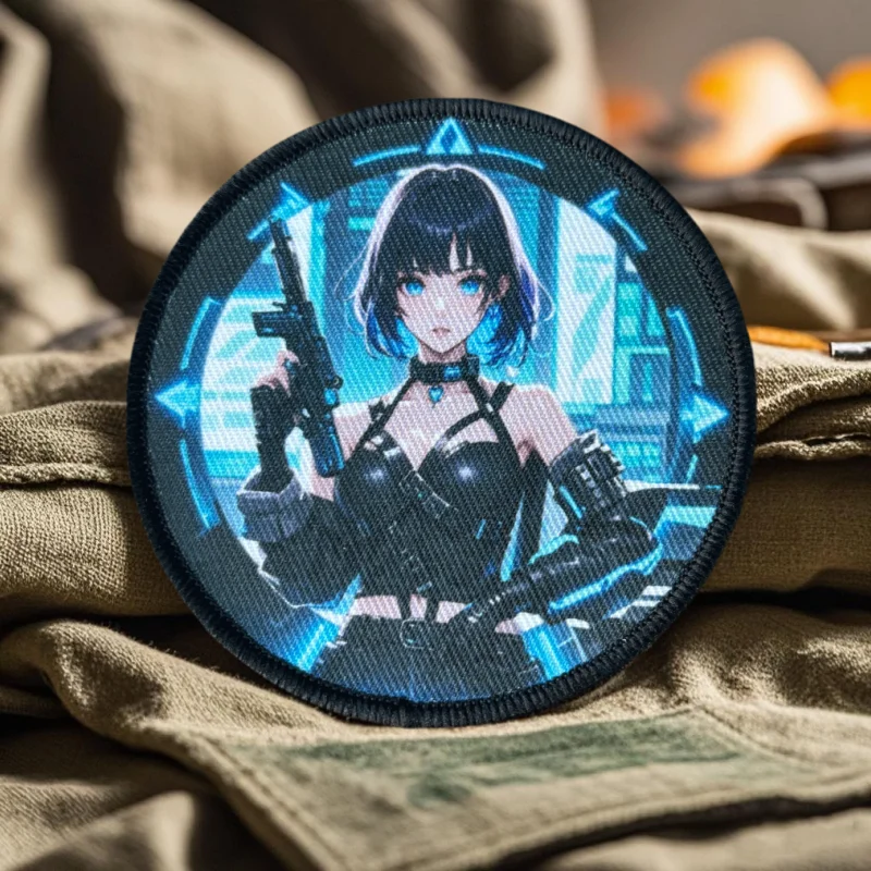 Parches tácticos de locomotora de Chica de Anime, parches de impresión con gancho y bucle, insignia de moral, brazalete militar, pegatinas para mochila - imagen 2