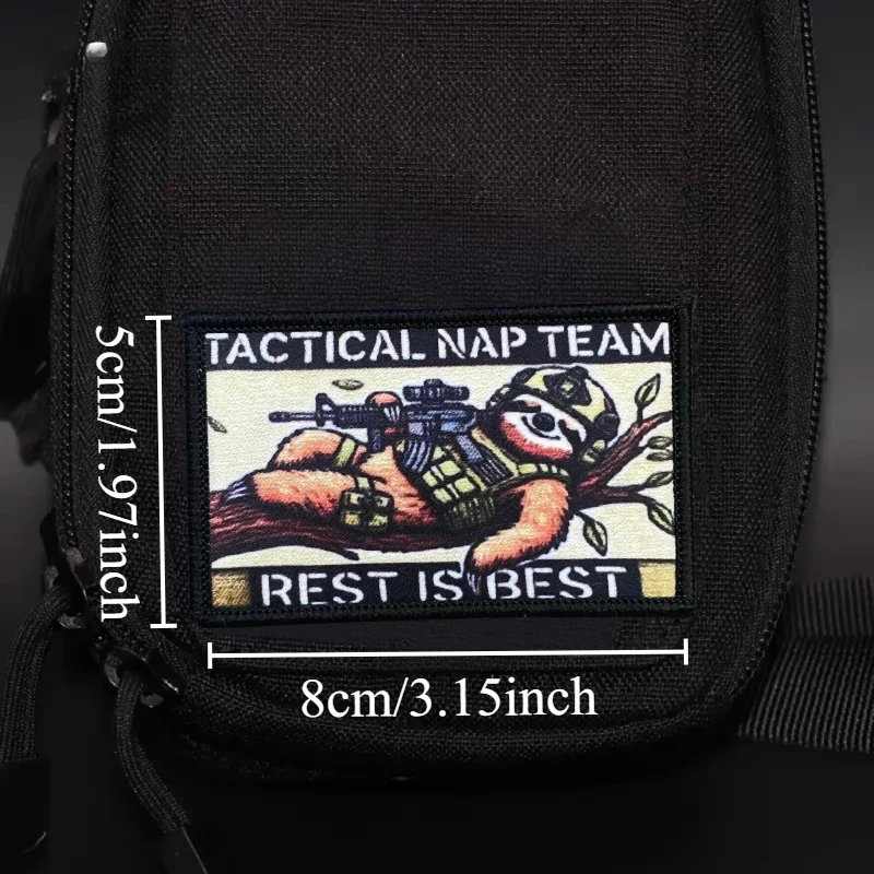 Parche táctico para equipo de siesta, insignia de moral militar divertida con estampado de gancho y bucle, mochila, ropa, accesorios decorativos, pegatina, brazalete - imagen 4