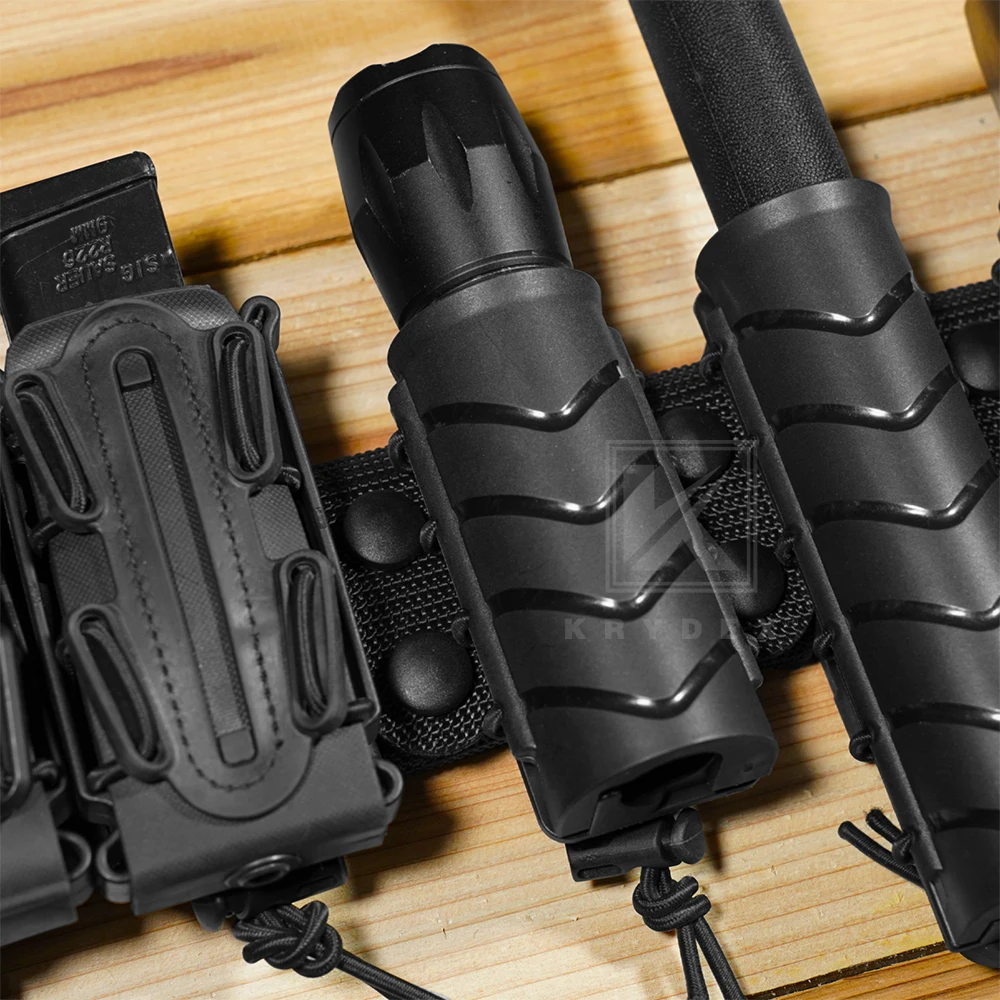 Soporte para linterna KRYDEX, funda rígida para linterna, funda de transporte ligera táctica, bolsa para cinturón de servicio, equipo táctico negro giratorio 360 - imagen 5