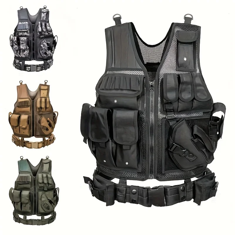 Chaleco táctico militar multifuncional, sistema MOLLE de liberación rápida, múltiples bolsillos para equipo de seguridad Airsoft CS para exteriores - imagen 2