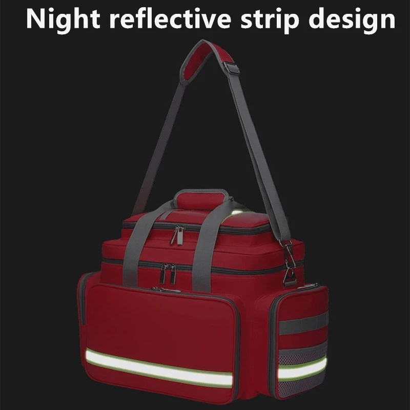 Bolsa médica de primeros auxilios para exteriores, bolsa de rescate de emergencia de gran capacidad, vacía, impermeable, reflectante, Oxford, multibolsillo, bolsas de viaje 6 - imagen 3