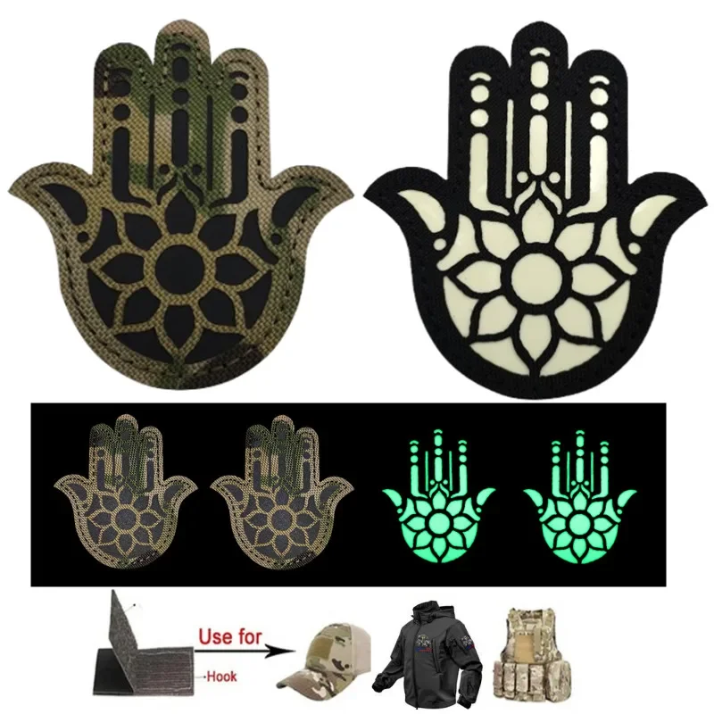 Palmas de Henna reflectantes, insignia adhesiva mágica luminosa, parches de Fátima de mano a la moda, parches DIY para ropa, accesorio adhesivo - imagen 2