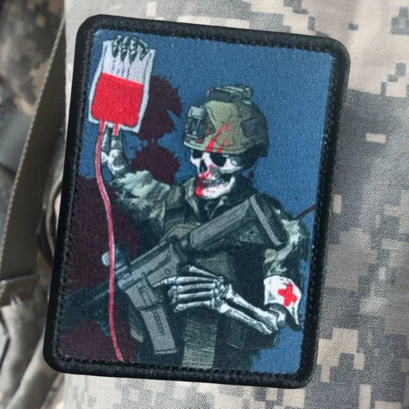 Parche táctico ruso "Servicio Médico", esqueleto, soldado, moral, militar, " sosialдиц répones, seoж [[ rek", insignia de moral, pegatinas para mochila - imagen 2