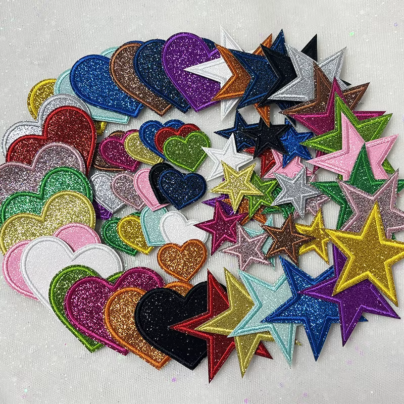 Parches bordados estrella corazón purpurina termoadhesivos para niñas - imagen 3