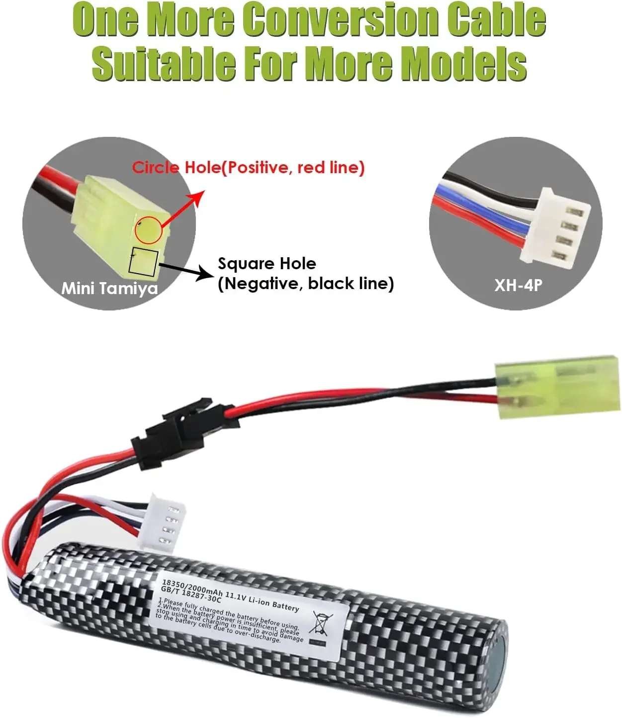 Batería Airsoft 11,1 V 2000mAh 30C SM-2P enchufe con cargador USB para baterías recargables Airsoft Gel Water Bead Blaster - imagen 4