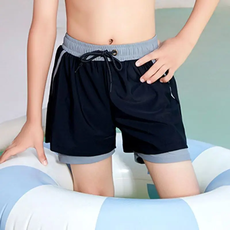 Pantalones cortos de dos piezas falsos de malla de verano para niños, pantalones cortos transpirables para correr al aire libre, deportes de baloncesto, ciclismo - imagen 4