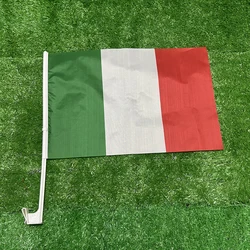 SKY BANDE Bandera del coche de Italia 30*45 cm Bandera ondulada del coche de Italia Bandera nacional Bandera ondeante del portador estándar con mástil de plástico