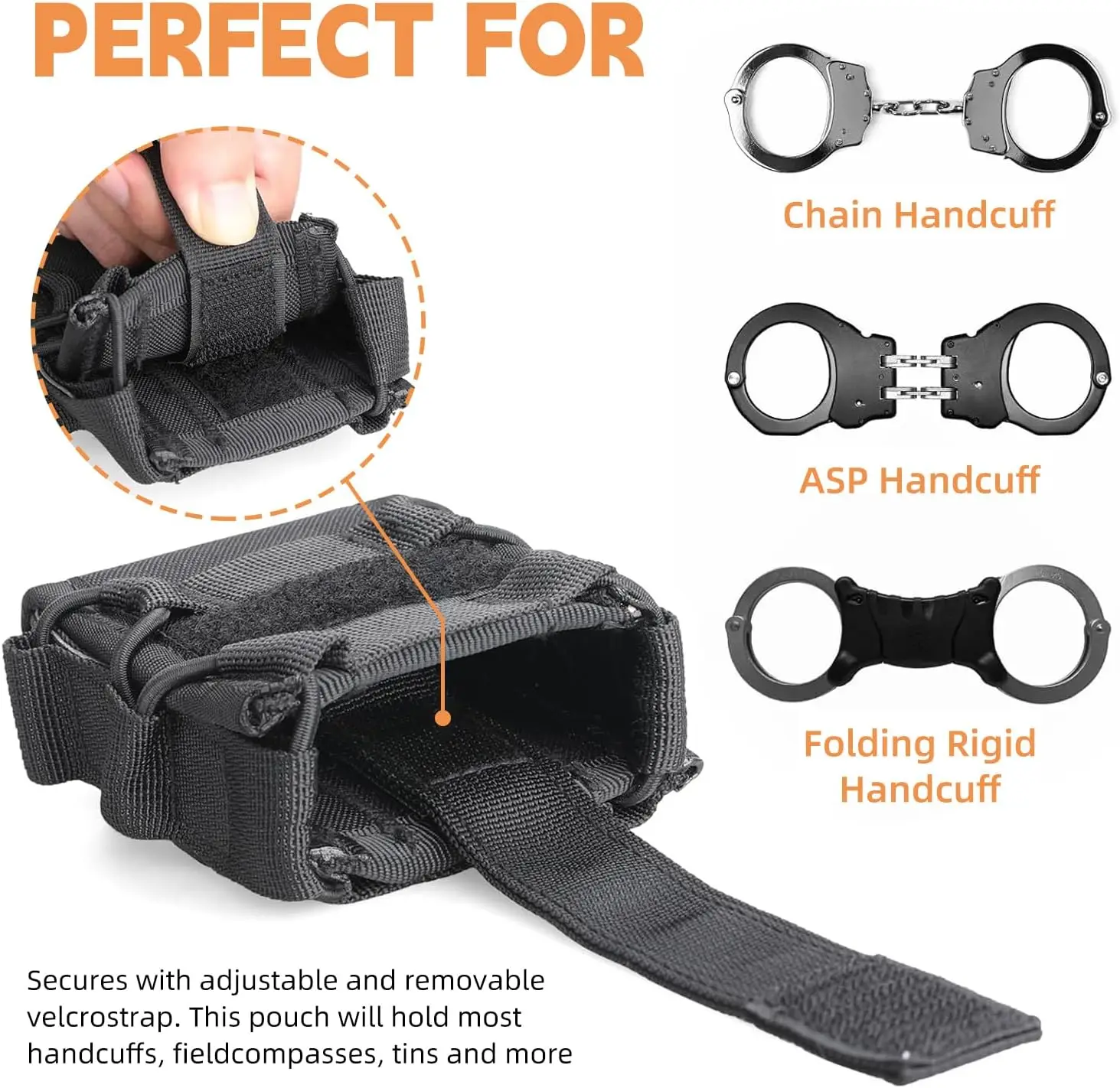 Funda para esposas tácticas, funda para puños de cinturón Molle, bolsa para esposas profesional, soporte para grilletes estándar de liberación rápida para chaleco - imagen 3