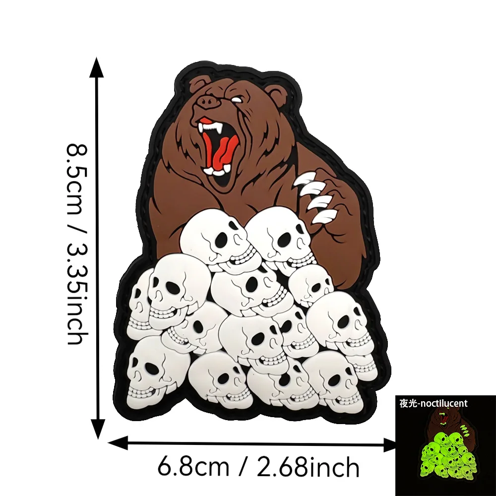 Parches de PVC de oso marrón irritables "Humans Beware", parche de gancho y bucle de moral del ejército militar táctico, pegatina para mochila para ropa - imagen 3