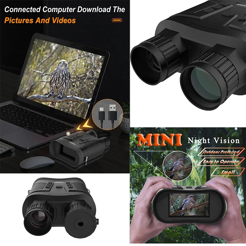 Binoculares de visión nocturna con pantalla HD de 3 pulgadas, telescopio con Zoom Digital 1080P 6X, gafas MINI80, cámara IR para vigilancia de caza - imagen 4