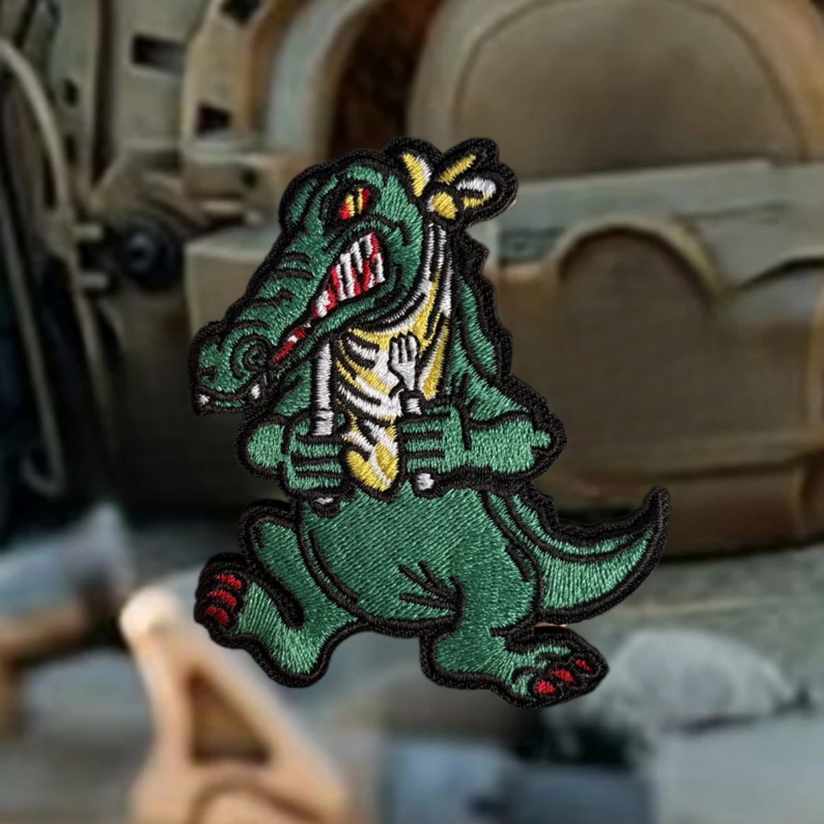 Parche de cocodrilo hambriento, insignia de moral táctica, apliques militares, pegatina para mochila, parches de gancho y bucle bordados para ropa - imagen 3