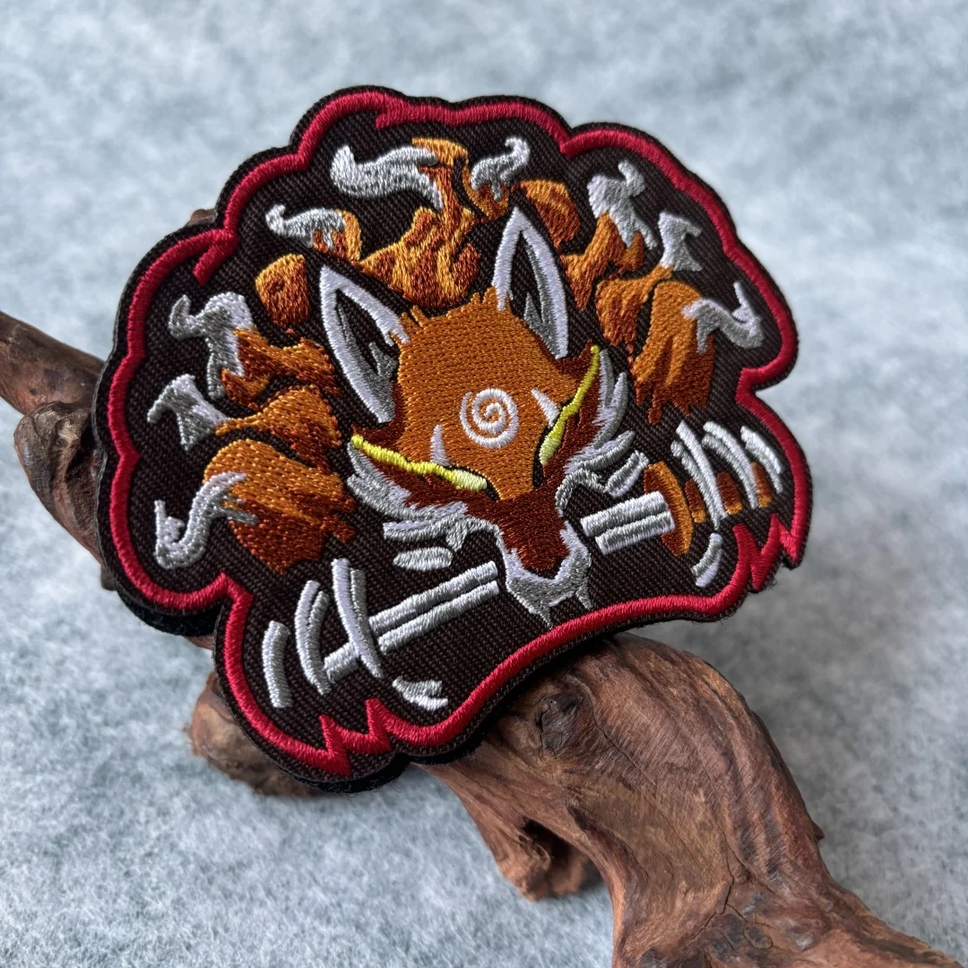 KURAMA con espada parche bordado táctico parches morales de zorro mochila engranaje gancho y bucle brazalete insignia de moral militar pegatinas - imagen 5