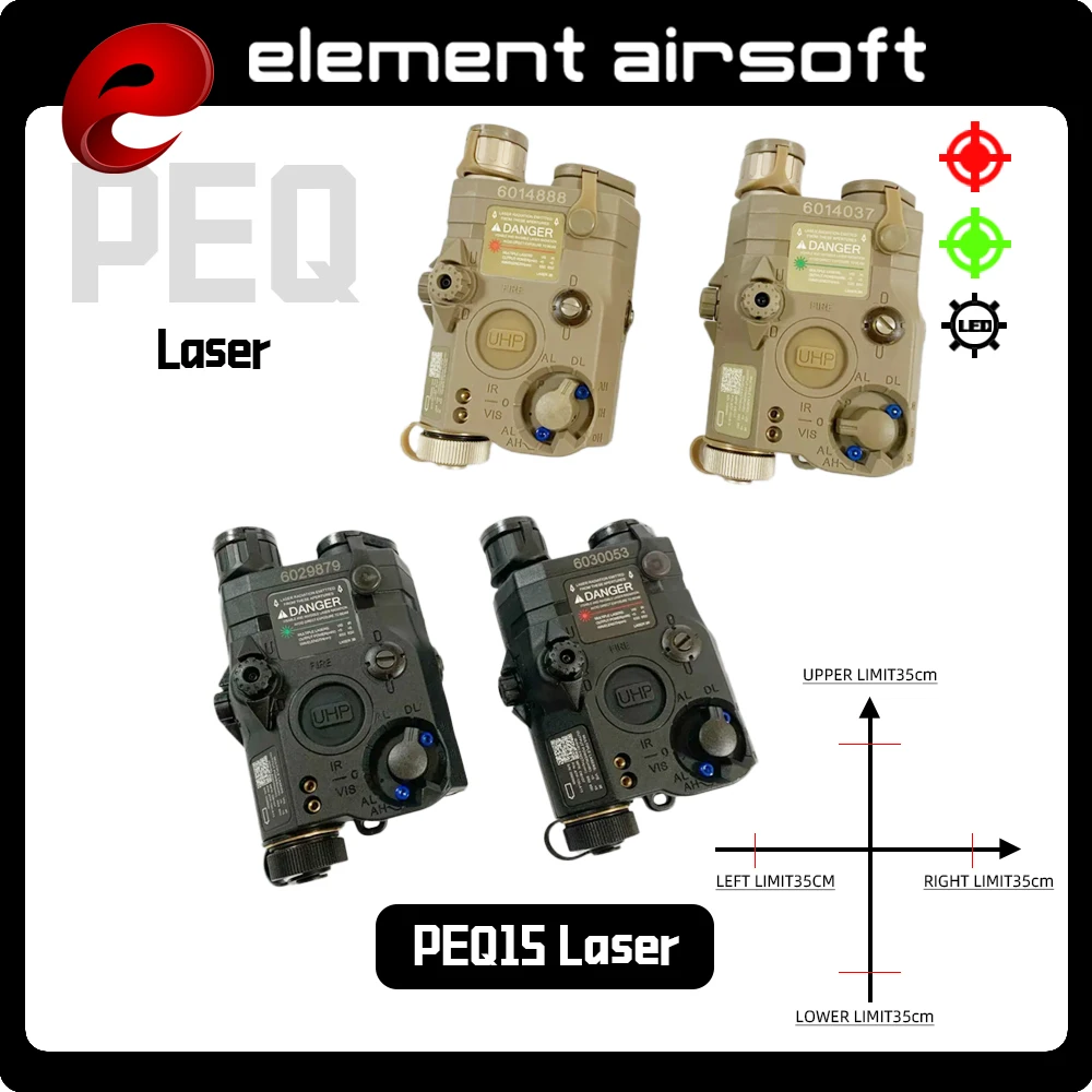 Element PEQ-15 Caja de batería táctica para exteriores Iluminación Linterna IR láser estroboscópica con cola de rata