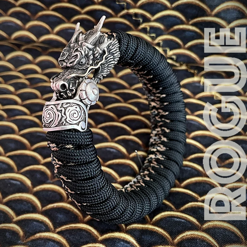 Sombrilla tejida a mano para hombres y mujeres, pulsera de cuerda de mano Edc del zodiaco chino Loong 12, regalo de cumpleaños Diy - imagen 3