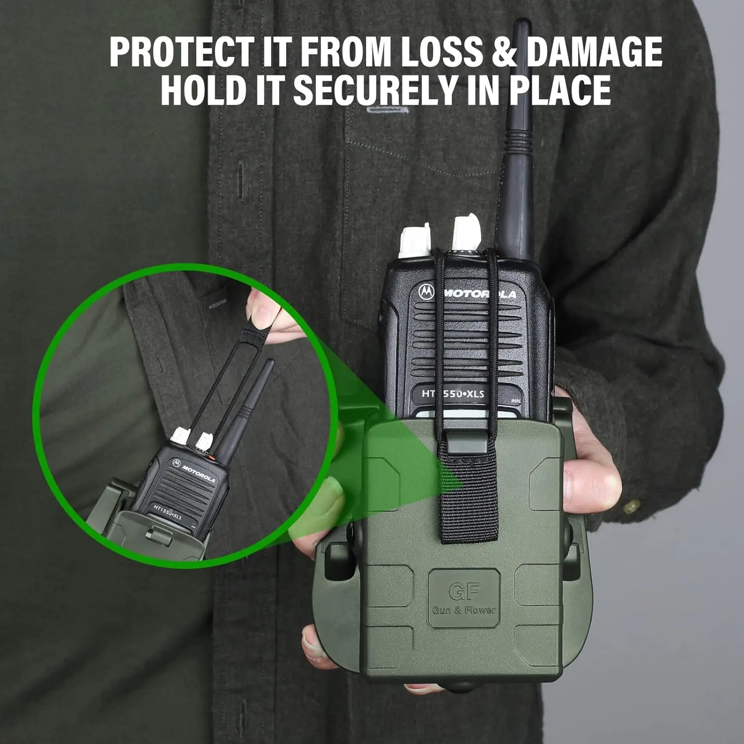 Funda de radio Walkie talkies bidireccionales, bolsa de radio para Motorola, Kenwood, HYTERA, accesorios de radio Law, ajustable, verde - imagen 4