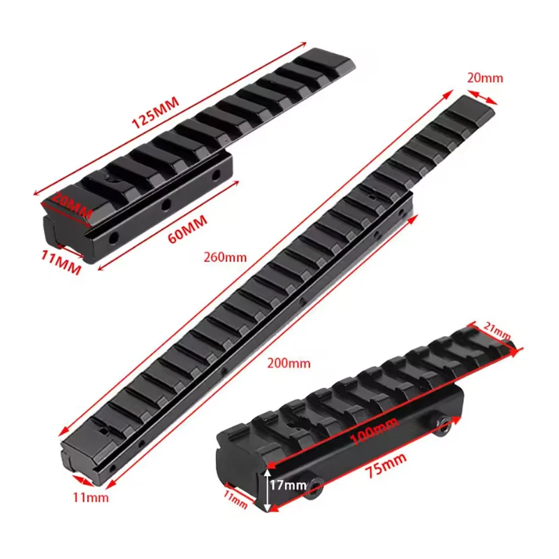 Riel de extensión de cola de milano Picatinny táctico de 11mm a 20mm, adaptador de riel de montaje elevador para Rifle Airsoft, Base de montaje para alcance de caza - imagen 3