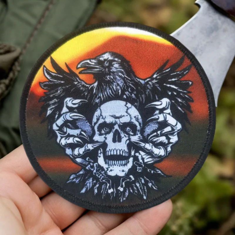 Parche con estampado de calavera de cuervo, parches militares de gancho y bucle para ropa, insignia de moral táctica, mochila, pegatinas decorativas, brazalete - imagen 2