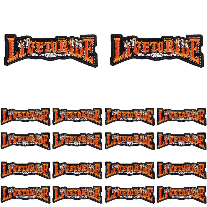Parche bordado de Live To Ride para motociclista, parches de planchar para ropa, chaqueta, coser/Aplicación de planchado, 10 unids/lote - imagen 3