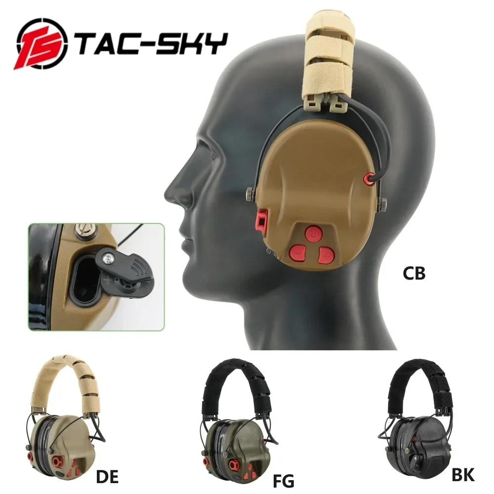 TS TAC-SKY orejeras electrónicas tácticas H300A protección auditiva cancelación de ruido pastilla caza tiro auriculares de silicona - imagen 4