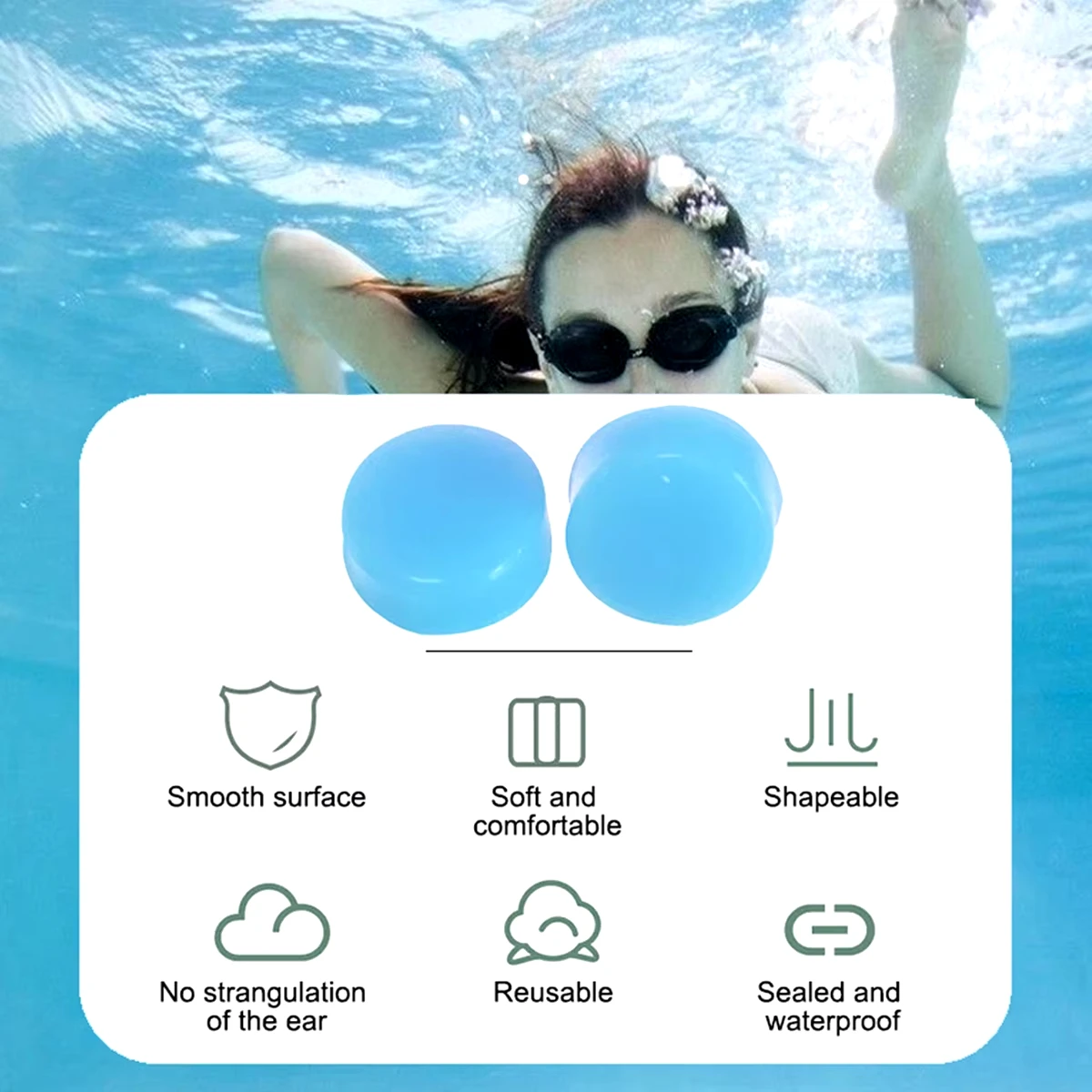 4 tapones para los oídos de silicona: cancelación de ruido para dormir, nadar y viajar |   Protección auditiva antiruido y reutilizable - imagen 4