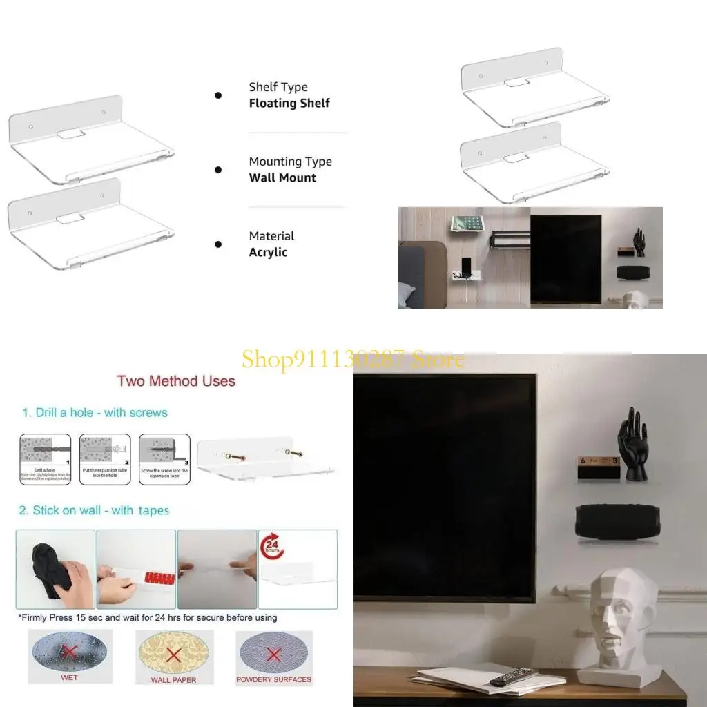 J1HC Montaje en pared estante estantes estantería para baño Figuras acción sala estar