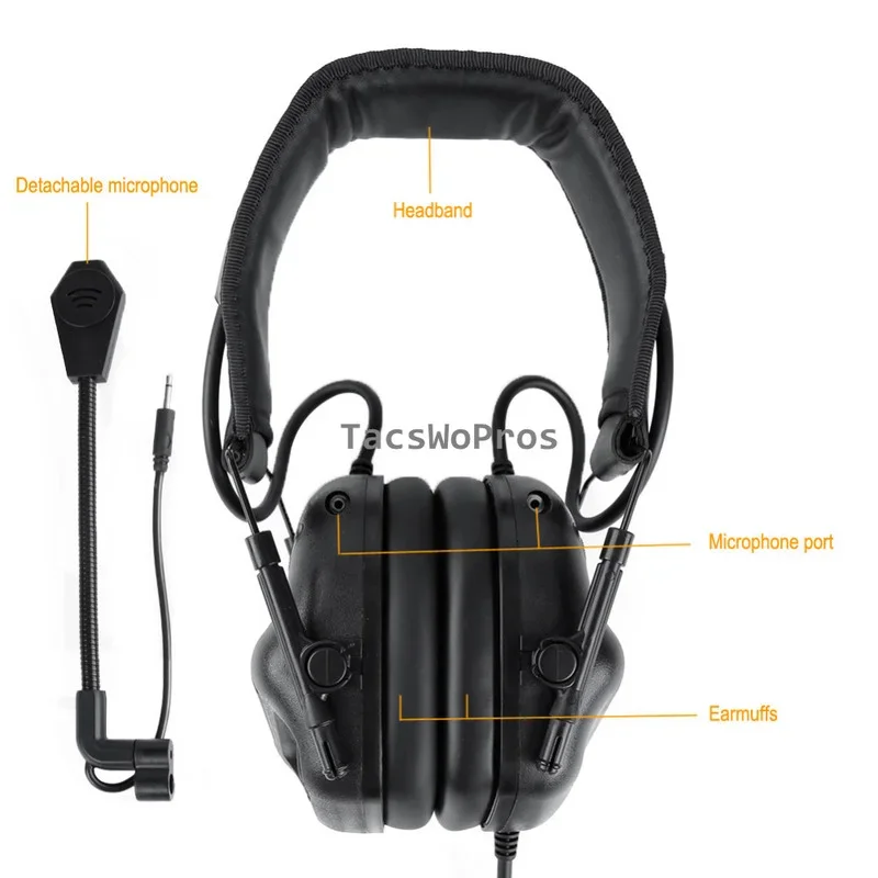 Auriculares tácticos con micrófono para caza, audífonos de comunicación para Paintball, deportes de combate, uso con PTT - imagen 4