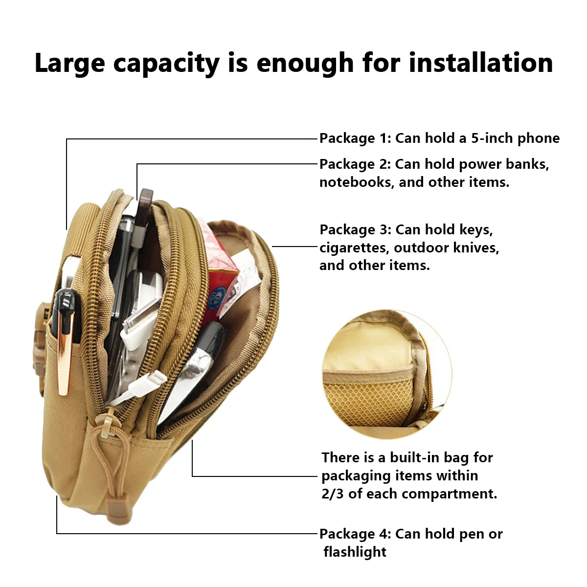 Bolsa táctica para pierna Molle, riñonera con cinturón para hombre, bolsa de herramientas de supervivencia de bolsillo pequeño para correr, viajar, acampar, cazar, Airsoft - imagen 5