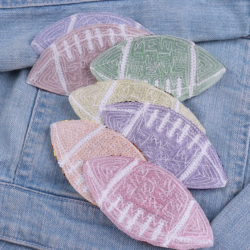 Parches bordados de lentejuelas de fútbol para ropa, parche de lentejuelas DIY, parches para planchar para ropa, sombreros, chaquetas, decoración para coser, 1/7 Uds. - imagen 5