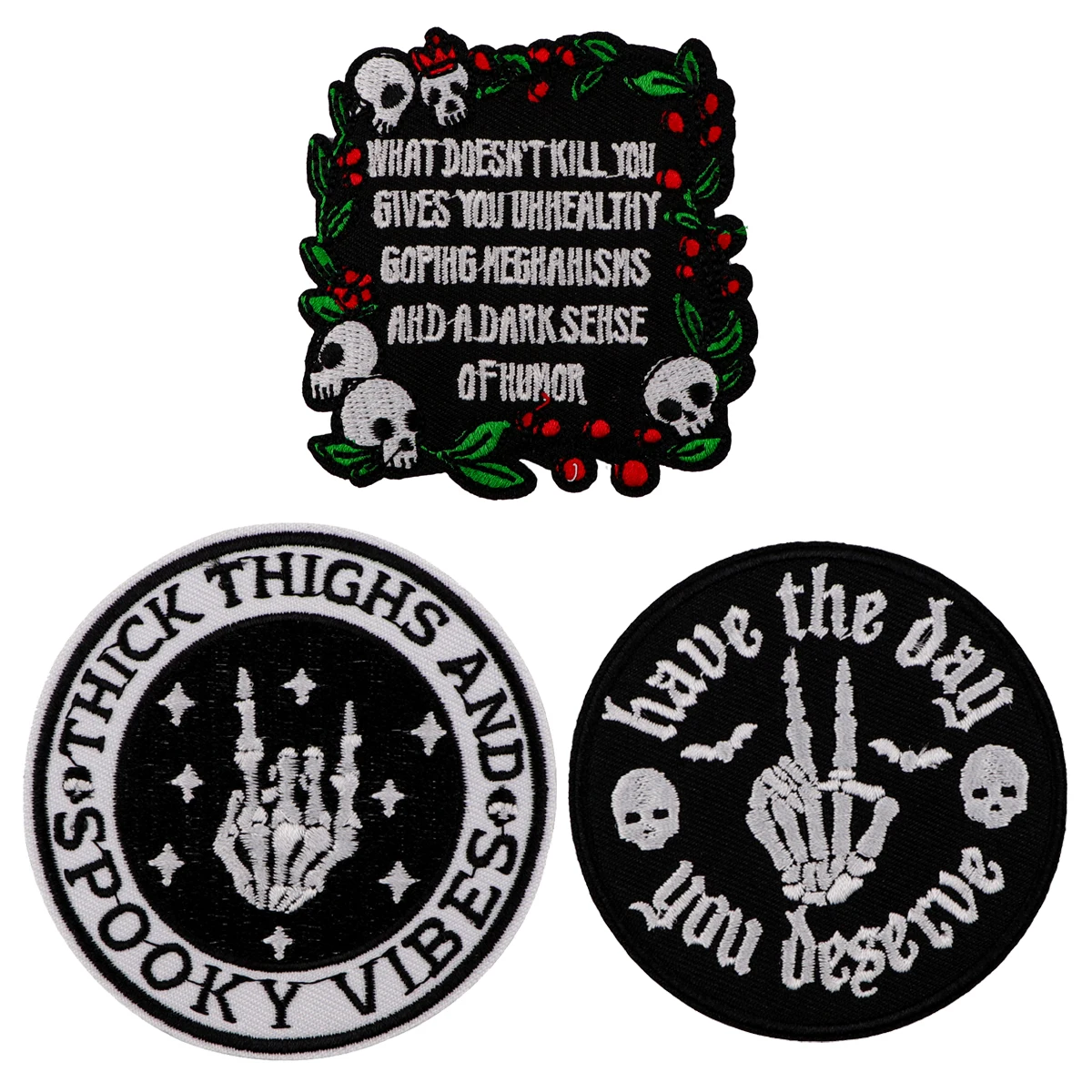 Parche bordado de esqueleto de Halloween, parches Punk góticos para planchar para ropa, parches termoadhesivos para ropa, insignias para coser DIY