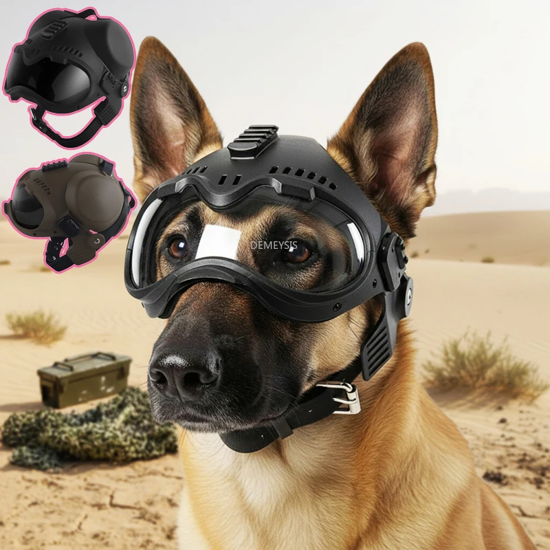 Casco táctico de entrenamiento para perros con riel de montaje, gafas Milita para caza, perros grandes, patrulla, casco protector para motocicleta y mascotas - imagen 2